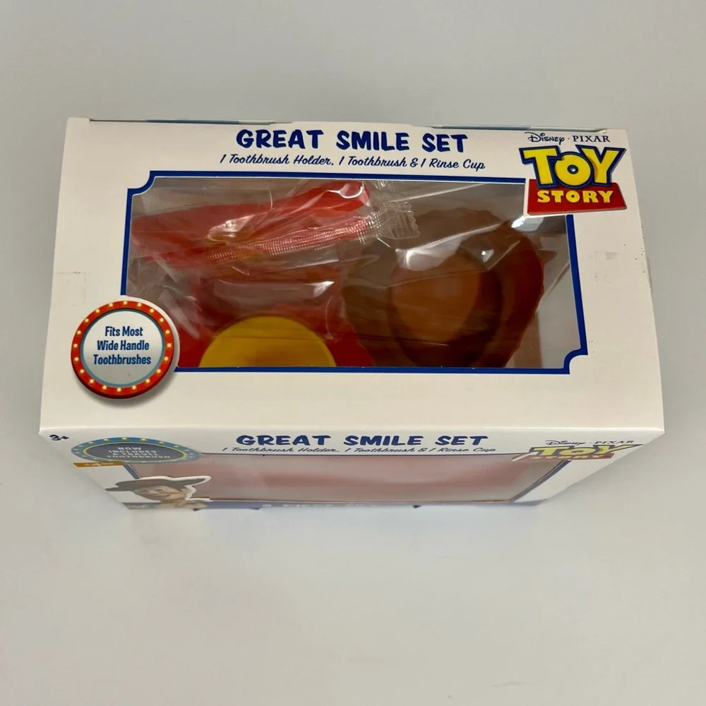 Toy Story 3 Piece Set Toothbrush Holder Fold For Travel Toothbrush Rinse Cup New